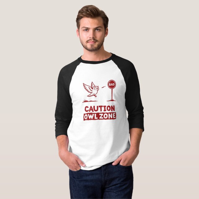 Vorsicht bei der Eule-Zone - Design des gespielten T-Shirt (Vorne ganz)