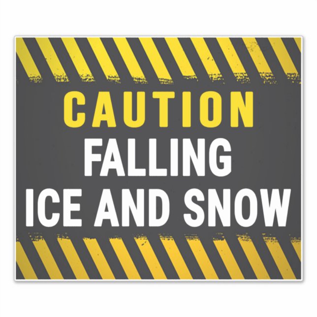 Vorsicht bei fallenden Eis und Schnee Aufkleber (Vorderseite)