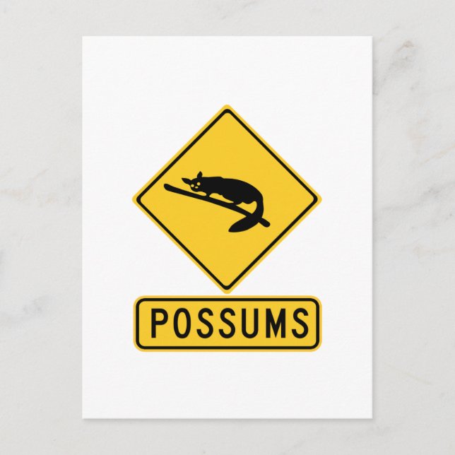 Vorsicht bei Possum 2, Verkehrswarnung, AU Postkarte (Vorderseite)