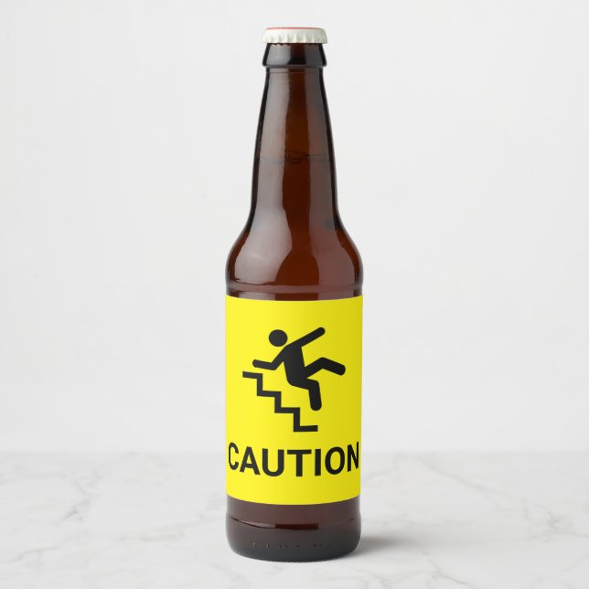 Vorsicht Bierflaschenetikett (Vorderseite)