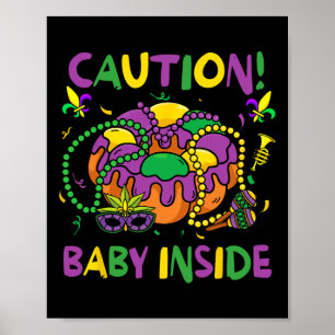 Vorsicht Byby Funny Mardi Gras Parade Carnaval Poster