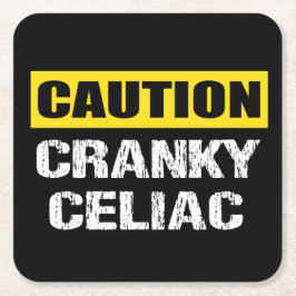 Vorsicht Cranky Celiac Funny Warning Sign Rechteckiger Pappuntersetzer