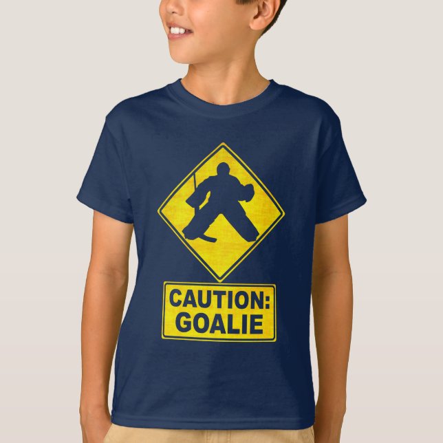 Vorsicht: Das T-Shirt der Hockey-Tormann-Kinder (Vorderseite)