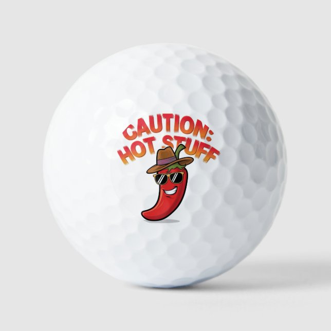 Vorsicht: Design der Hot-Stuff-Chilis - Fun-Pepper Golfball (Vorderseite)