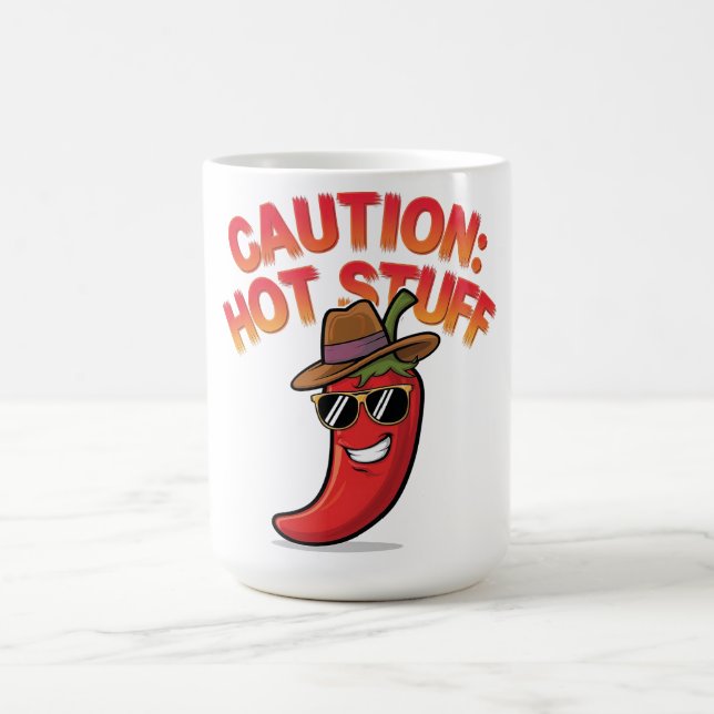 Vorsicht: Design der Hot-Stuff-Chilis - Fun-Pepper Kaffeetasse (Mittel)