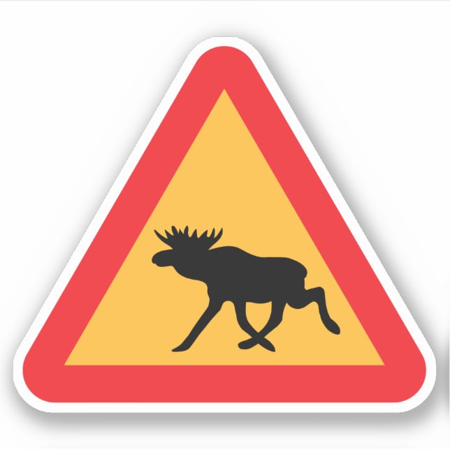 Vorsicht Elche schwedische Verkehrszeichen Aufkleber (Vorderseite)