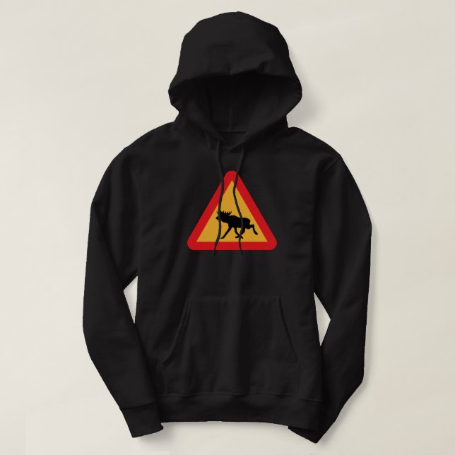 Vorsicht Elche schwedische Verkehrszeichen Hoodie (Design vorne)