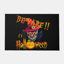 Vorsicht, es ist Halloween Skull und Pumpkin Fußmatte