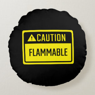 Vorsicht Flammenzeichen Rundes Kissen