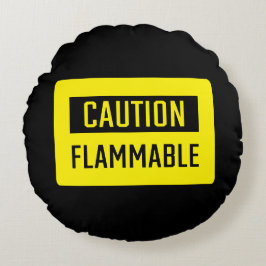 Vorsicht Flammenzeichen Rundes Kissen