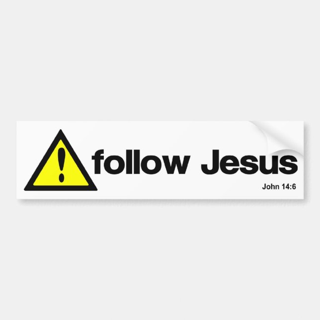 Vorsicht folgen Jesus Autoaufkleber (Vorne)