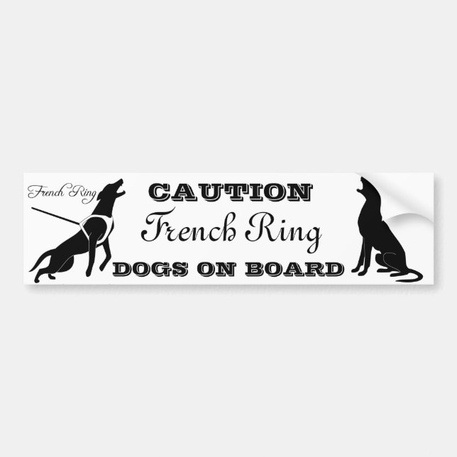 VORSICHT französische Ring HUNDE AN BORD Autoaufkleber (Vorne)