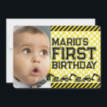 Vorsicht! Funny First Birthday Party Einladung<br><div class="desc">Erleben Sie Ihre Gäste mit dieser lustigen 1. Geburtstagsfeier-Party Einladung mit einem Warnzeichen mit moderner Typografie. Ersetzen Sie Ihre Veranstaltungsdetails und das Baby's Foto auf dieser Vorlage und machen Sie es zu einer einmaligen Einladung.</div>