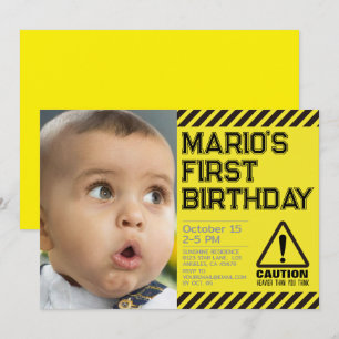 Vorsicht! Funny First Birthday Party Einladung