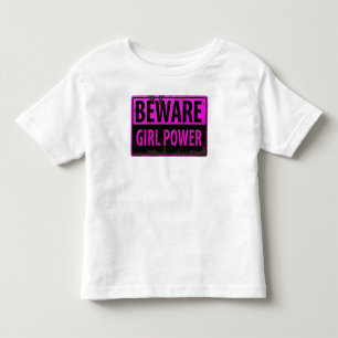 VORSICHT Girl Power - Pink Black Metal Warnschild Kleinkind T-shirt