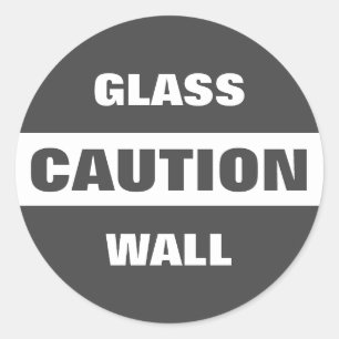 Vorsicht Glas Wand klassische Rundkleber Grau Runder Aufkleber
