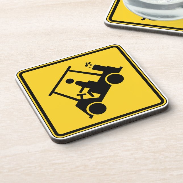 Vorsicht Golf Cart Schild Untersetzer (Linke Seite)