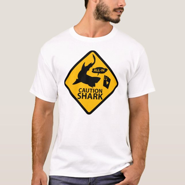 "Vorsicht: Haifisch-" volles vorderes Licht T-Shirt (Vorderseite)