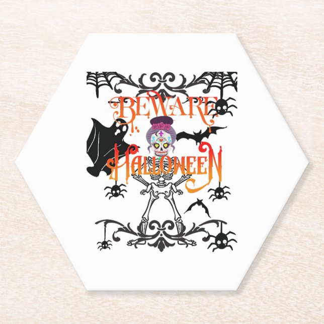 Vorsicht Halloween Untersetzer (Vorderseite)