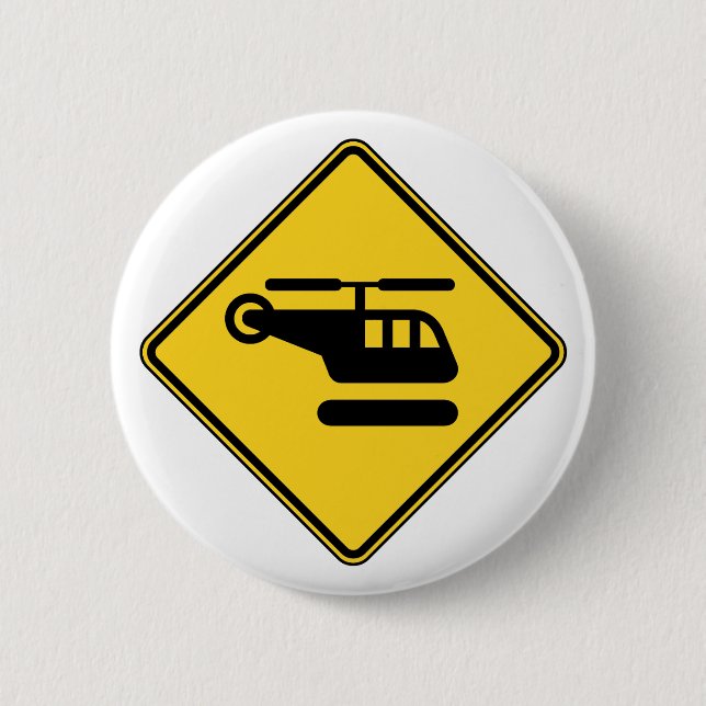 Vorsicht Helicopter-Zeichen Button (Vorderseite)