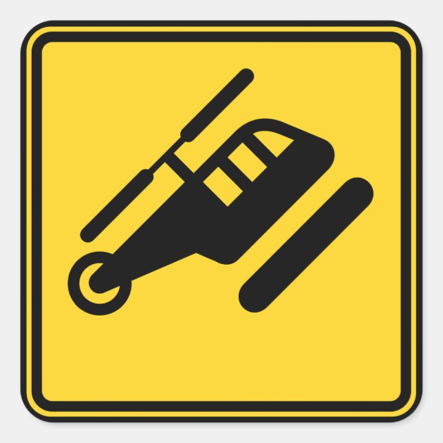 Vorsicht Helicopter-Zeichen Quadratischer Aufkleber (Vorderseite)