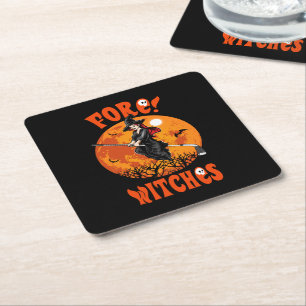 Vorsicht! Hexen Golf Stick Hexenriding Halloween Rechteckiger Pappuntersetzer