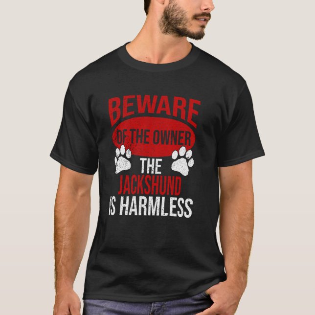 Vorsicht - Hunde Vater Hund Mama Jackshund Hundebe T-Shirt (Vorderseite)