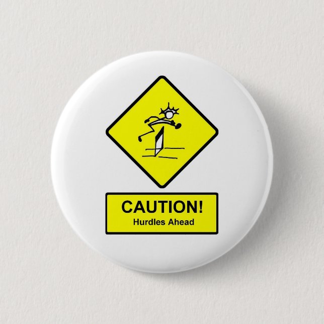 Vorsicht Hurdles Ahead Schild Track und Field Button (Vorderseite)