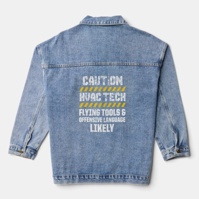 Vorsicht, Hvac Tech Flying Tools Language wahrsche Jeansjacke (Rückseite)