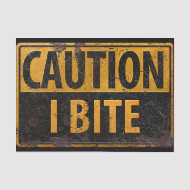 VORSICHT - I BITE Metall-Gefahrenwarnzeichen BIG Seidenpapier (Vorderseite)