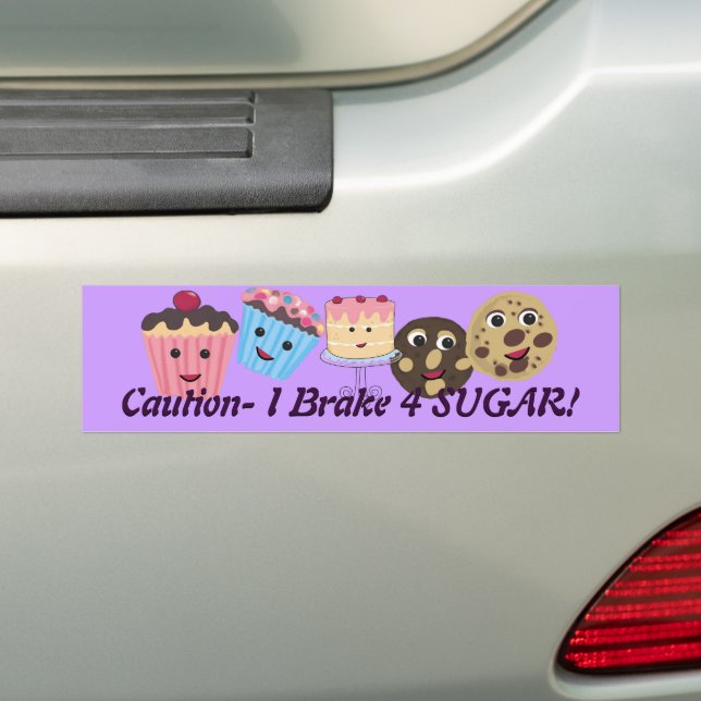Vorsicht, ich bremse für ZUCKER! Autoaufkleber (Auf Auto)