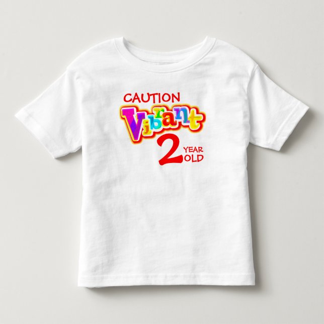 Vorsicht, lebhaft 2 Jahre alt, lange Ärmel oben Kleinkind T-shirt (Vorderseite)