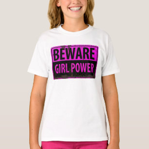 VORSICHT Mädchenpower - Pinkes Schwarzes Metall Ge T-Shirt