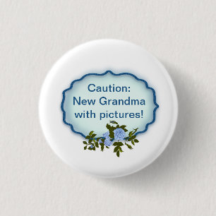 "Vorsicht, neues Oma mit Bildern" Button