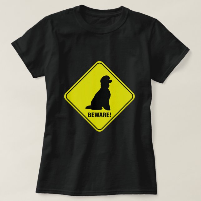 Vorsicht Poodle-Zeichen T-Shirt (Design vorne)
