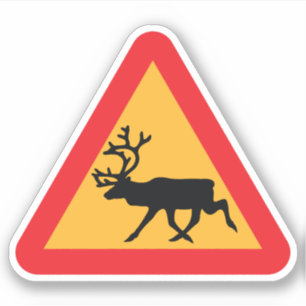 Vorsicht: Rentier Schwedisches Verkehrszeichen Aufkleber