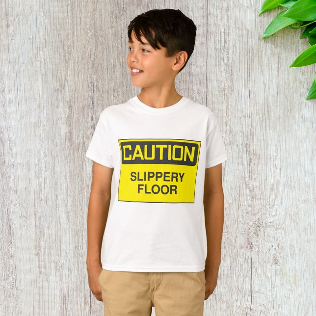 Vorsicht, Slipper Floor-Zeichen T-Shirt (Von Creator hochgeladen)