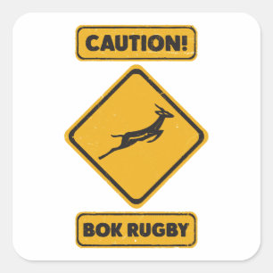 Vorsicht - SpringBoks Crossing Quadratischer Aufkleber