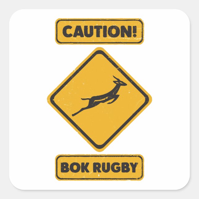 Vorsicht - SpringBoks Crossing Quadratischer Aufkleber (Vorderseite)