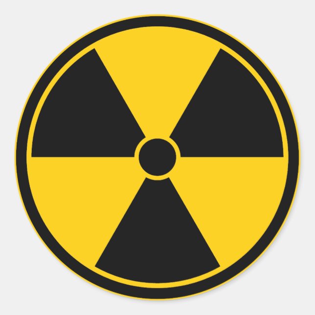 Vorsicht: Symbol-Aufkleber mit gelber Strahlung Runder Aufkleber (Vorderseite)