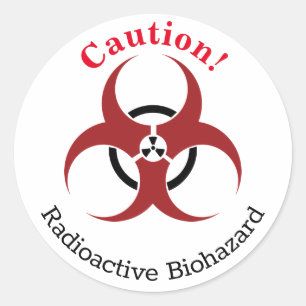 "Vorsicht!" Symbol für radioaktive Biogefährdung m Runder Aufkleber