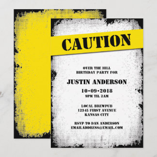 VORSICHT über den Hügel Geburtstag Einladung