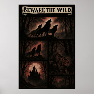 Vorsicht vor dem Comic Wild - Gotische Waldkreatur Poster