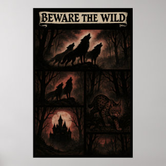 Vorsicht vor dem Comic Wild - Gotische Waldkreatur Poster