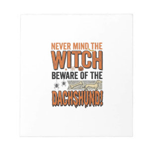 Vorsicht vor dem Dackel Halloween Hexe Shirt_1 Notizblock