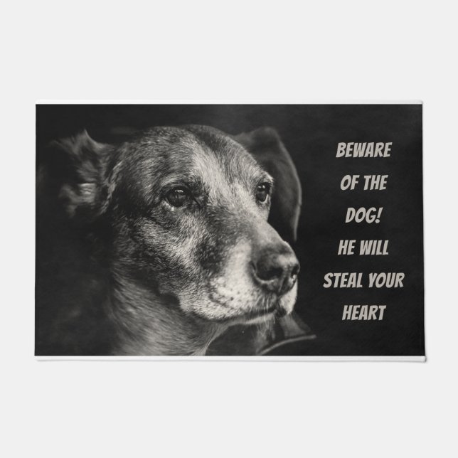Vorsicht vor dem Hund, Haustier Foto Fußmatte (Vorderseite)