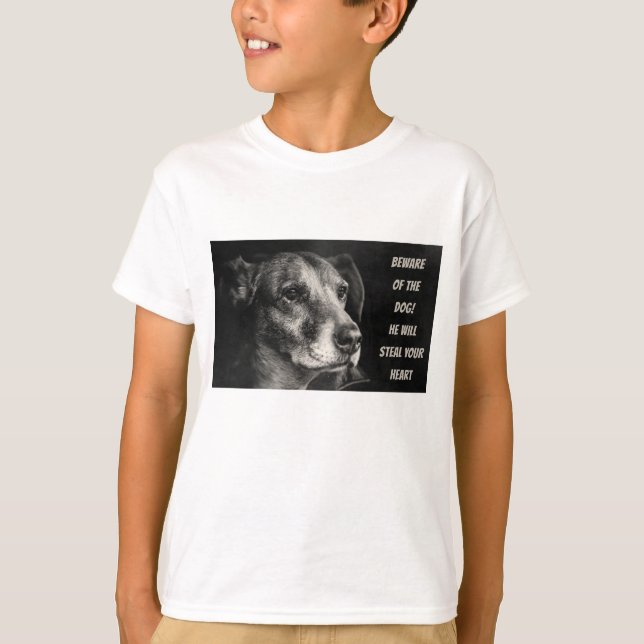 Vorsicht vor dem Hund, Haustier Foto T - Shirt (Vorderseite)