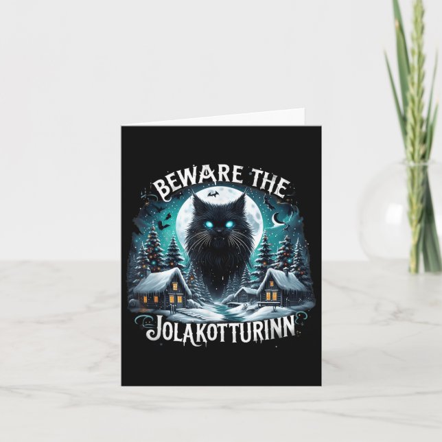 Vorsicht vor dem Jolakotturin Weihnachten Katze Is Karte (Vorderseite)