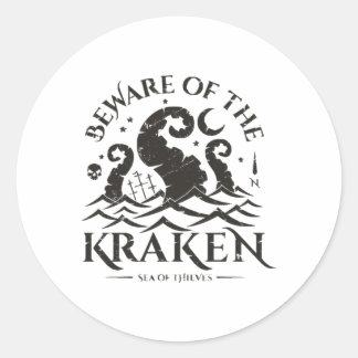 Vorsicht vor dem Kraken Runder Aufkleber