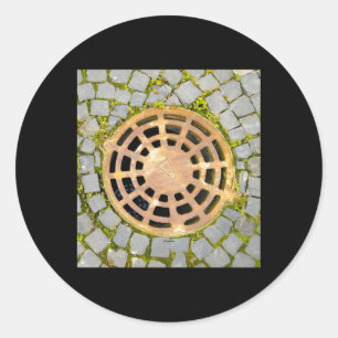 Vorsicht vor dem Loch Nr. 4 Runder Aufkleber